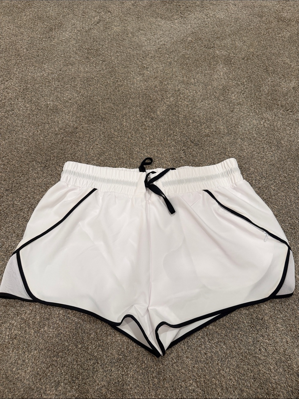 Women's White Athletic Shorts with Black Trim
